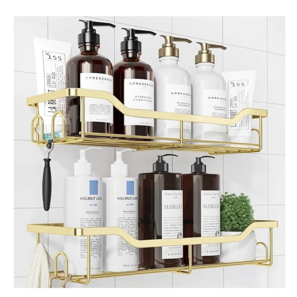 Gold Bathroom Shelf Organizer (Stainless Steel)